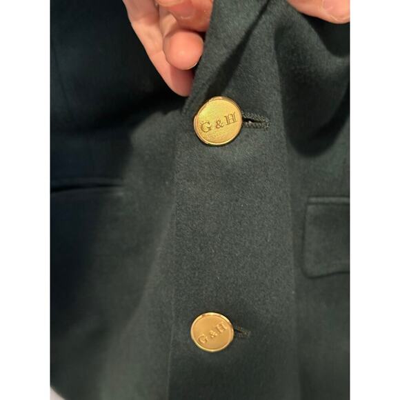 Gieves & Hawkes Men's Green 100% cashmere gold Button Front Blazer Coat Size 48 - Picture 2 of 13